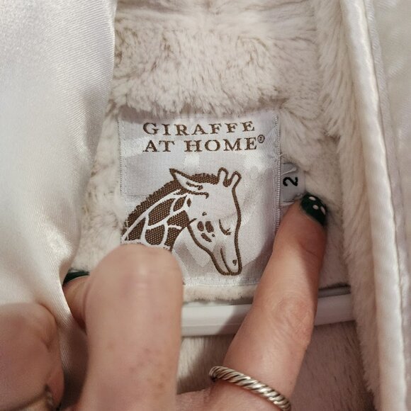 LITTLE GIRAFFE plush Luxe Satin Robe in cream Adult size 2 - Picture 3 of 6